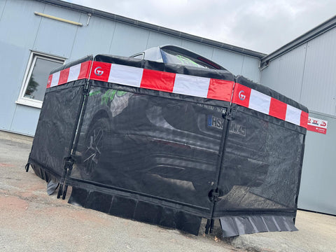 Frässchutzwand mobile Schutzwand Freischneider Wurzelfräse Stein Mäharbeiten Modular Guarding System MGS  Beschermschild protection pour fraiseuse  mobile pour débroussailleuse  Freesbescherming afscherming voor bosmaaiers Beschermwanden Beschermschild